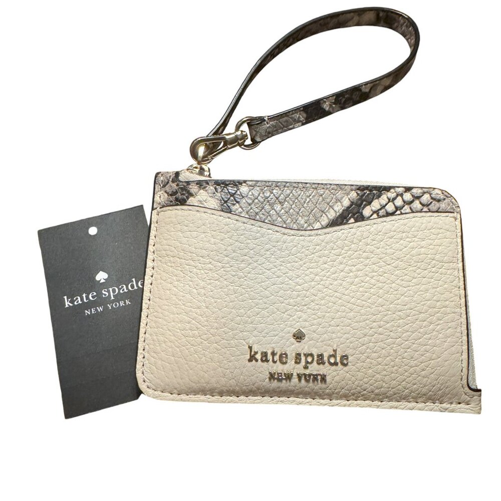 Kate Spade Black/White Snakeskin Leila cardcase with wrist strap - NWT